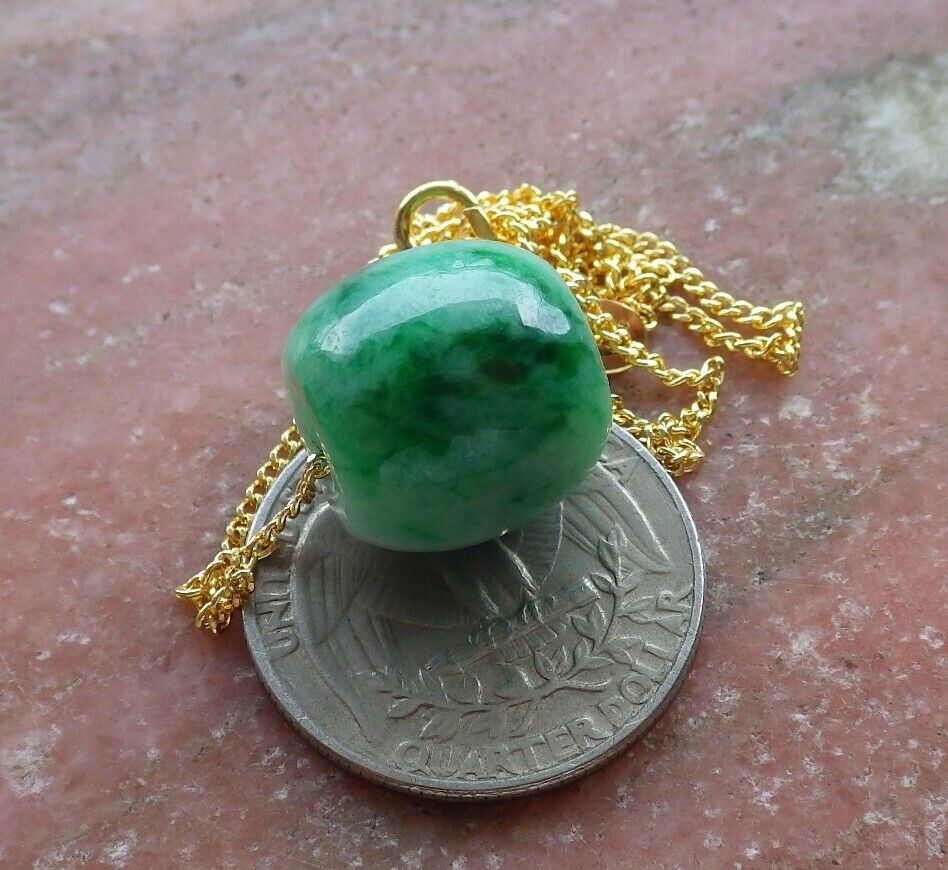 Certified Green 100% Natural A Jade Circle Bead Donut Necklace 路路通 528454 TN