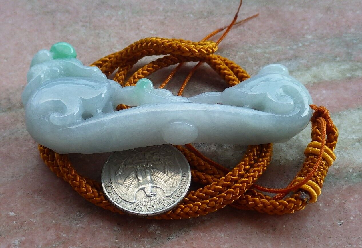 Certified Green 100% Natural A Jade jadeite pendant Frog Toad Ruyi Money Coin Necklace 风水蟾 520245 TN