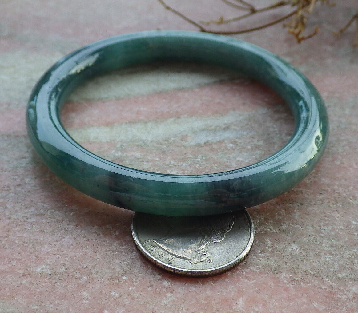 Certified Icy Green Burma 100% Natural A JADE Jadeite Circle Bangle Bracelet 54 mm 手镯 635548 TN