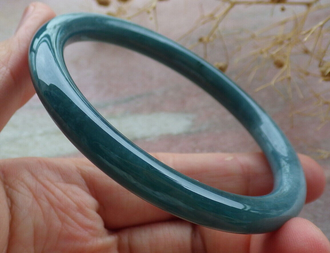 Certified Icy Green Burma 100% Natural A JADE Jadeite Circle Bangle Bracelet 57 mm 手镯 636473 TN