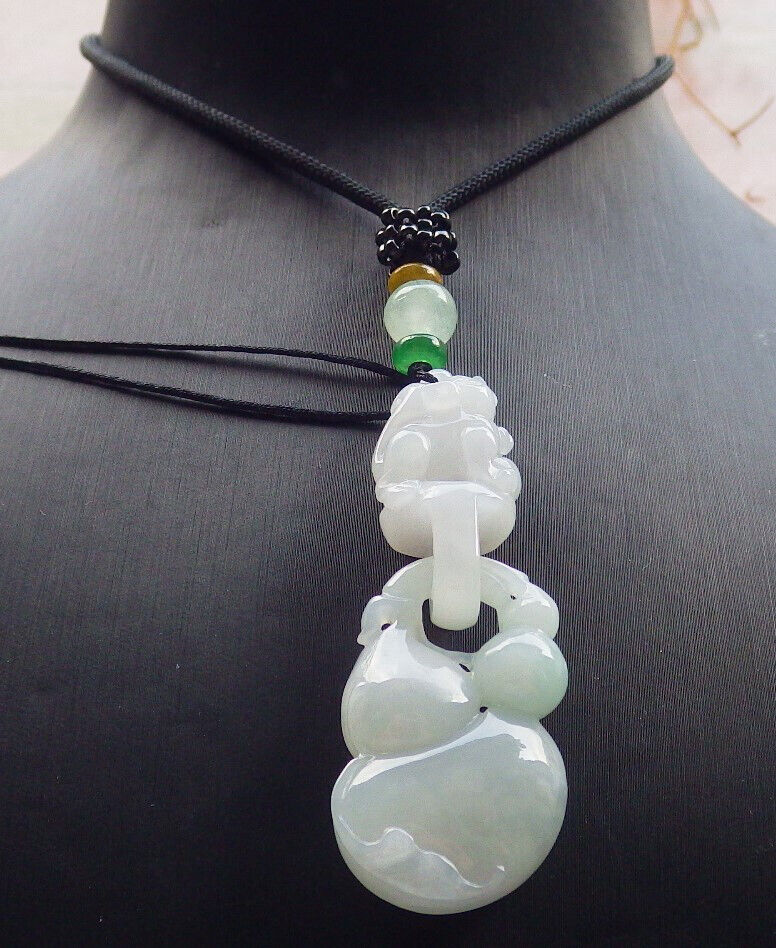 Certified Green Pale Lavender Burma 100% Natural A Jade jadeite Pendant Mouse Rat Gourd Necklace W Ring 发财鼠 633996 TN
