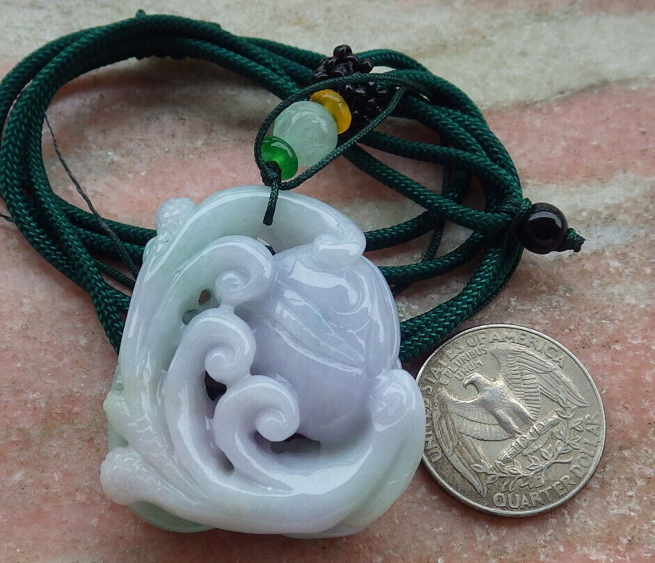 Certified Green Lavender Burma 100% Natural A Jade jadeite Pendant Dragonfly Necklace 蜻蜓 636732 TN