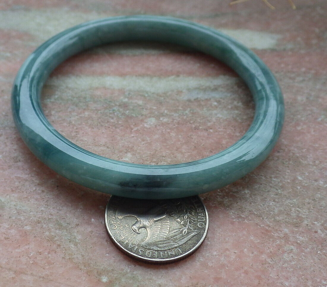 Certified Icy Green Burma 100% Natural A JADE Jadeite Circle Bangle Bracelet 60 mm 手镯 636693 TN