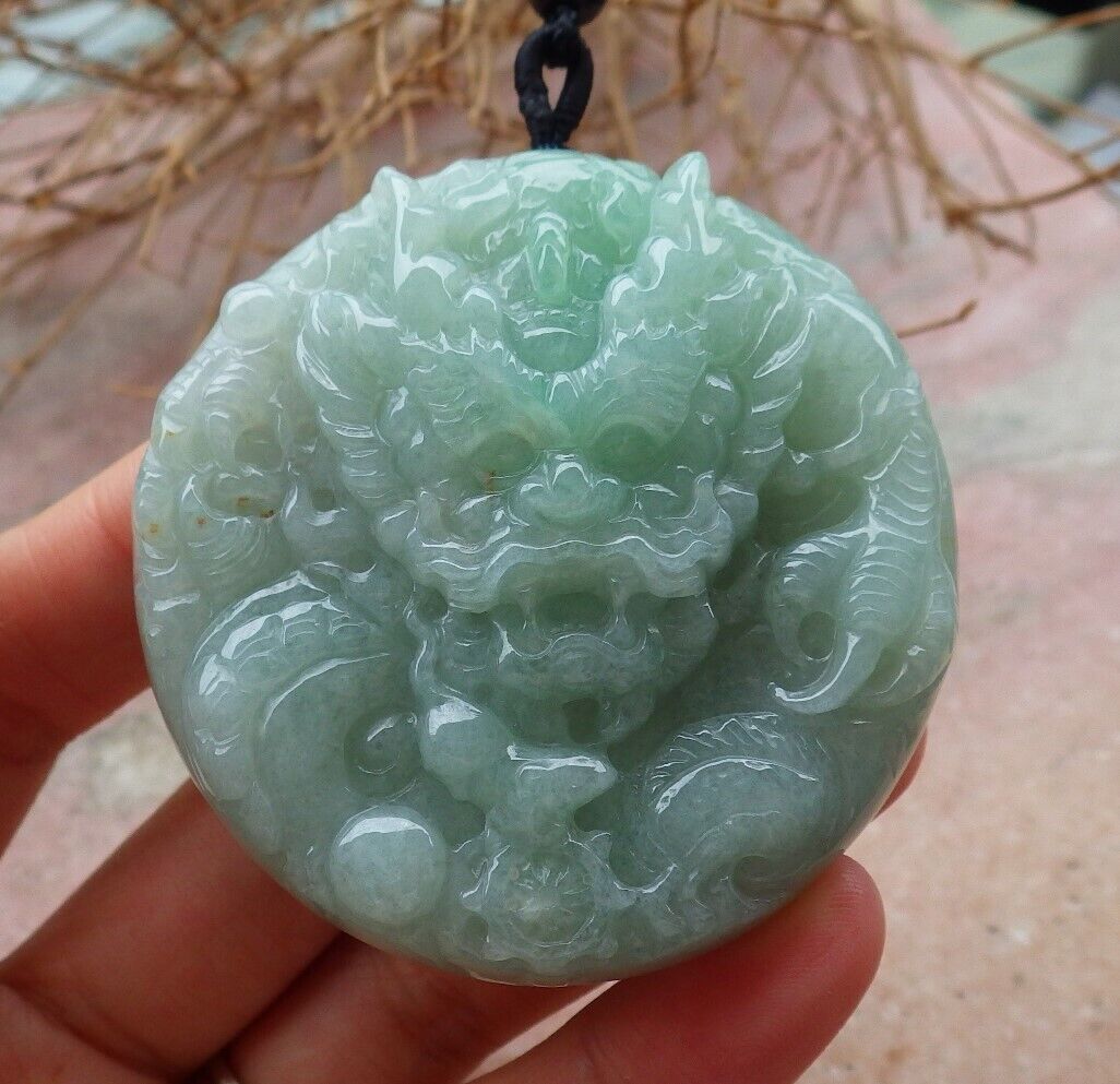Certified Green 100% Natural A Jade jadeite Pendant Dragon Mouse Rat Bead Necklace 生意兴隆 519966 TN
