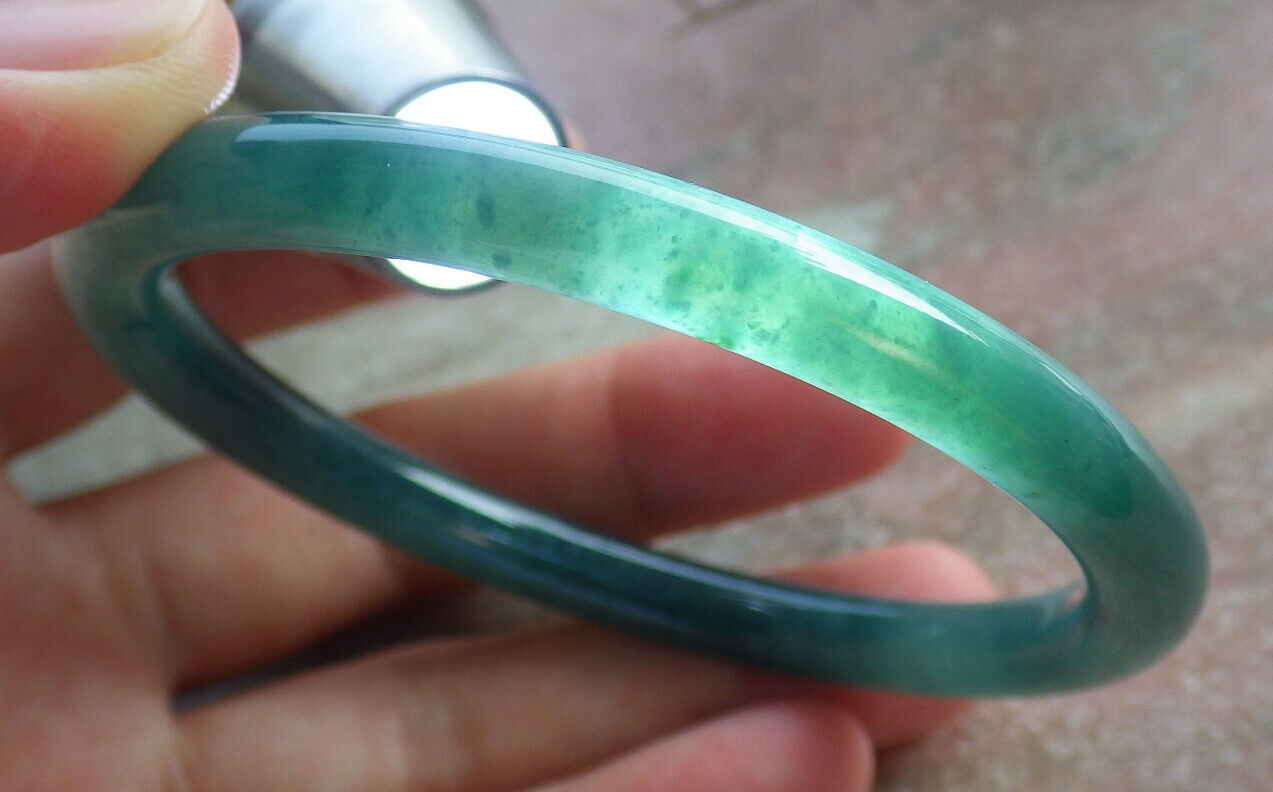 Certified Icy Blue Water Burma 100% Natural A JADE Jadeite Circle Bangle Bracelet 57 mm 手镯 633681 TN