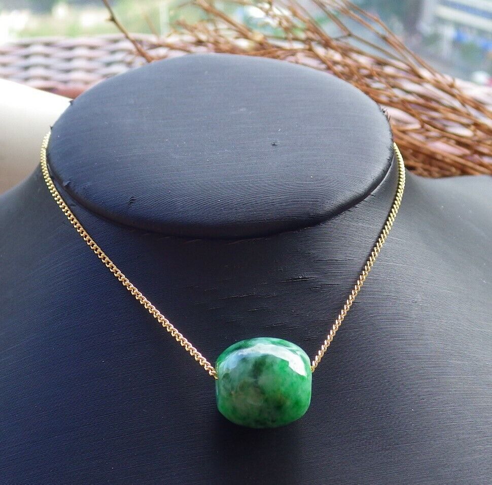 Certified Green 100% Natural A Jade Circle Bead Donut Necklace 路路通 529111 TN