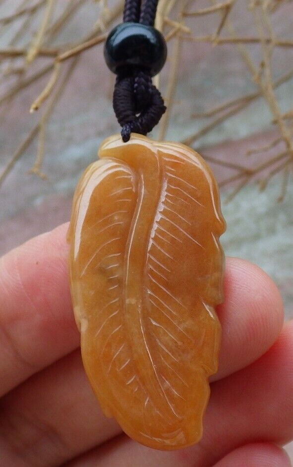Certified Red 100% Natural A Jade jadeite Pendant Leaf Necklace 事业有成 519679 TN