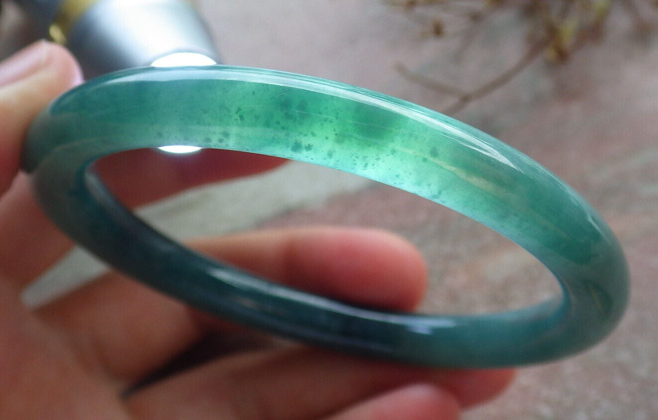 Certified Icy Green Burma 100% Natural A JADE Jadeite Circle Bangle Bracelet 57 mm 手镯 634350 TN