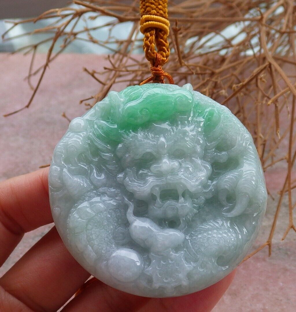 Certified Green 100% Natural A Jade jadeite Pendant Dragon Mouse Rat Lotus Flower Ruyi Necklace 望子成龙 520818 TN