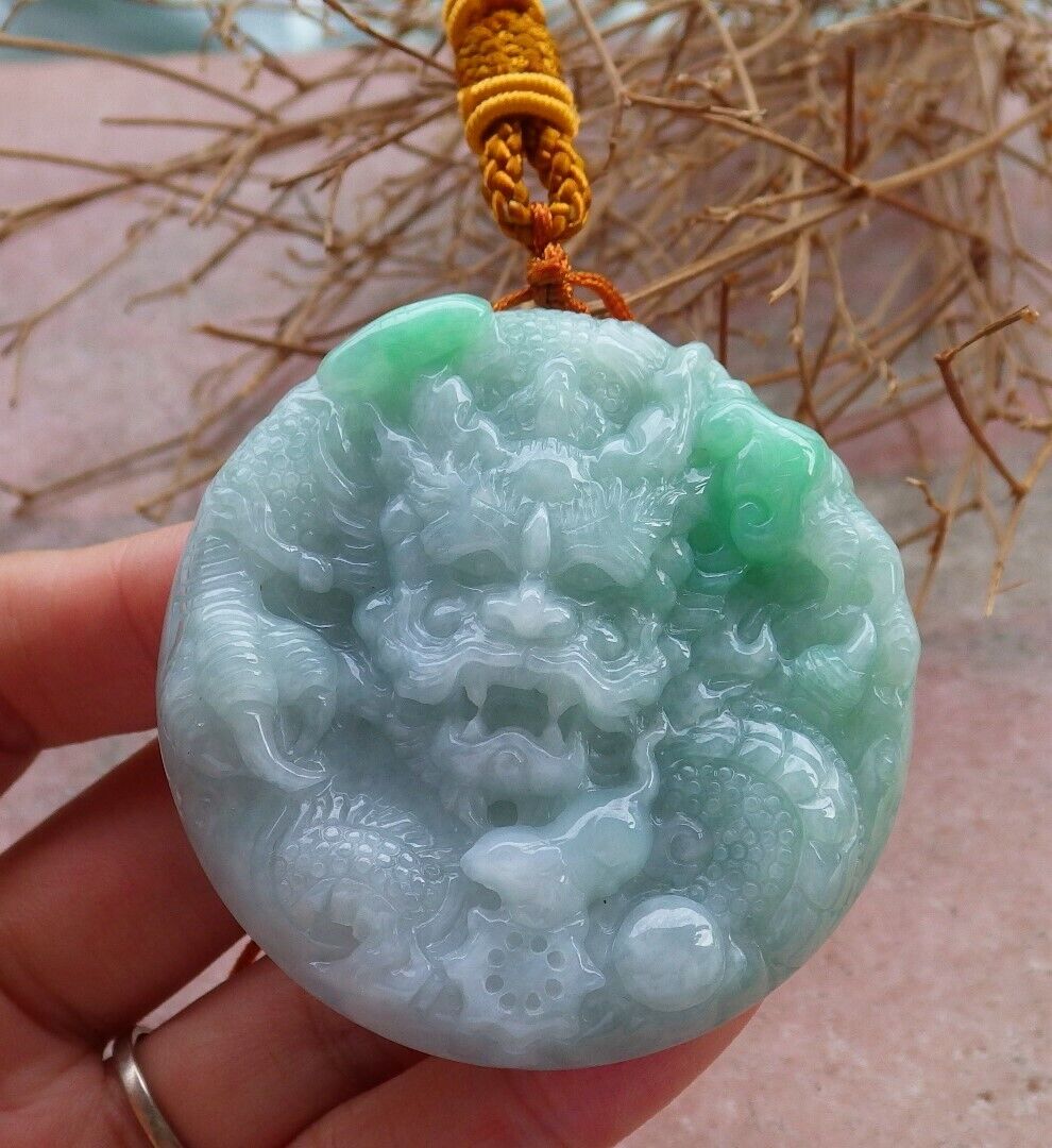 Certified Green 100% Natural A Jade jadeite Pendant Dragon Mouse Rat Lotus Flower Ruyi Necklace 望子成龙 520856 TN