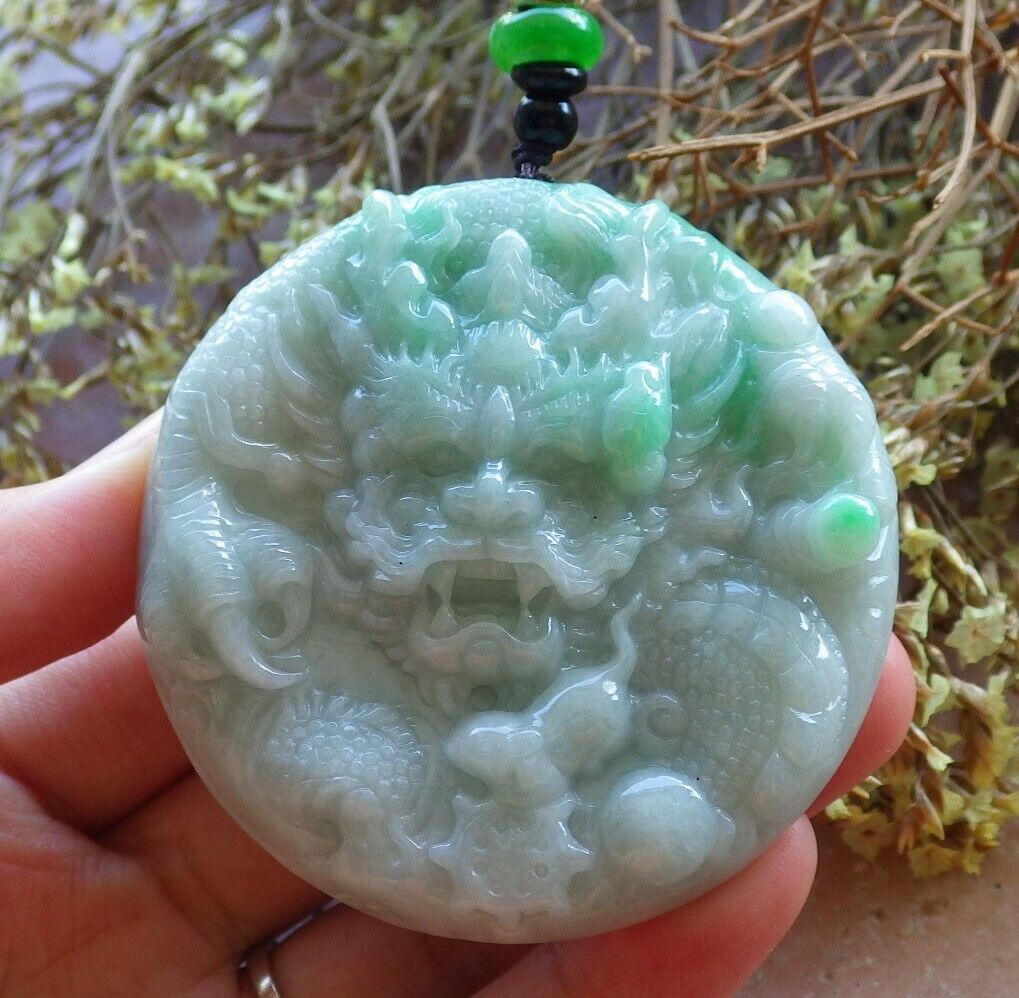 Certified Green 100% Natural A Jade jadeite Pendant Dragon Mouse Rat Ruyi Bead Necklace 望子成龙 524062 TN