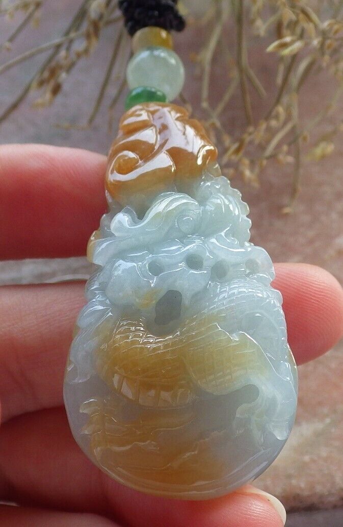 Certified Red Green Burma 100% Natural A Jade jadeite Pendant Dragon Money Coin Ruyi Necklace 生意兴隆 646505 TN
