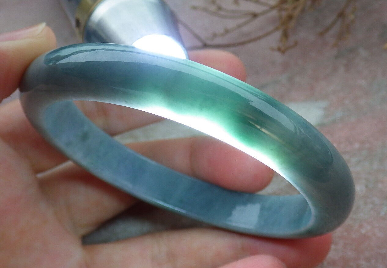 Certified Green Burma 100% Natural A JADE Jadeite Bangle Bracelet 57 mm 手镯 635311 TN