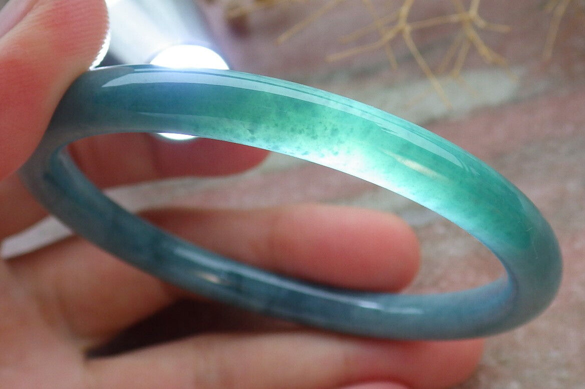 Certified Icy Green Burma 100% Natural A JADE Jadeite Circle Bangle Bracelet 57 mm 手镯 636628 TN