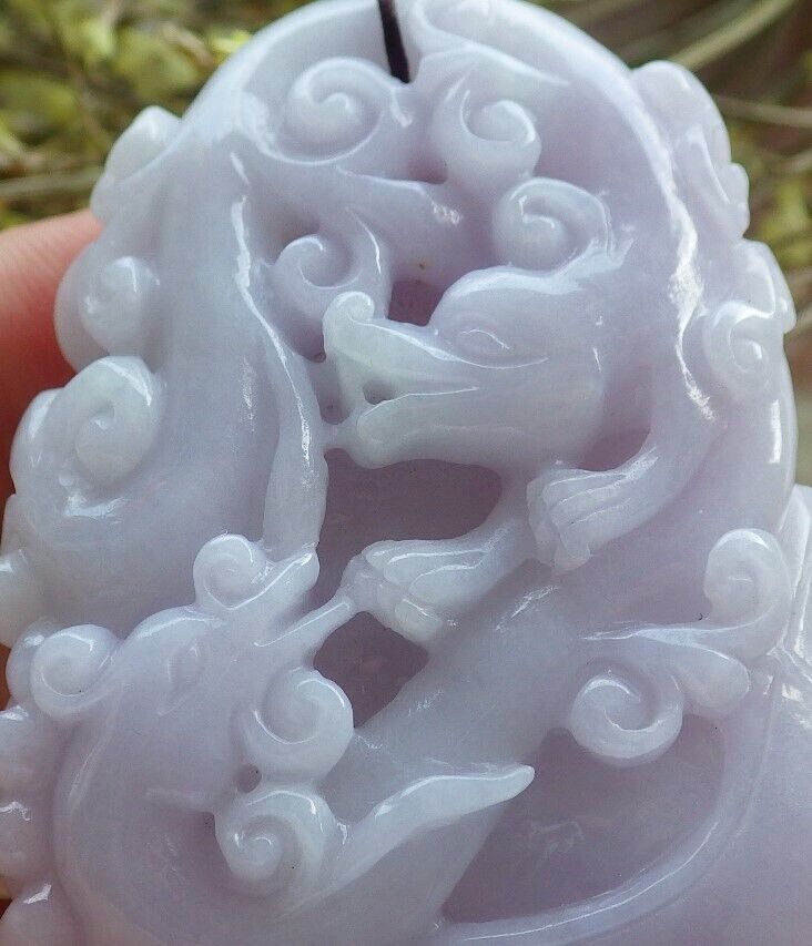 Certified Lavender Burma 100% Natural A Jade jadeite Pendant Dragon Coin Fan Yuan Bao Necklace 生意兴隆 573956 TN