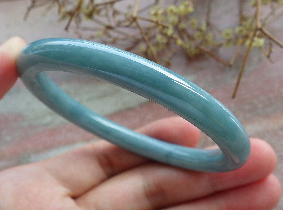 Certified Green Burma 100% Natural A JADE Jadeite Circle Bangle Bracelet 56 mm 手镯 633518 TN