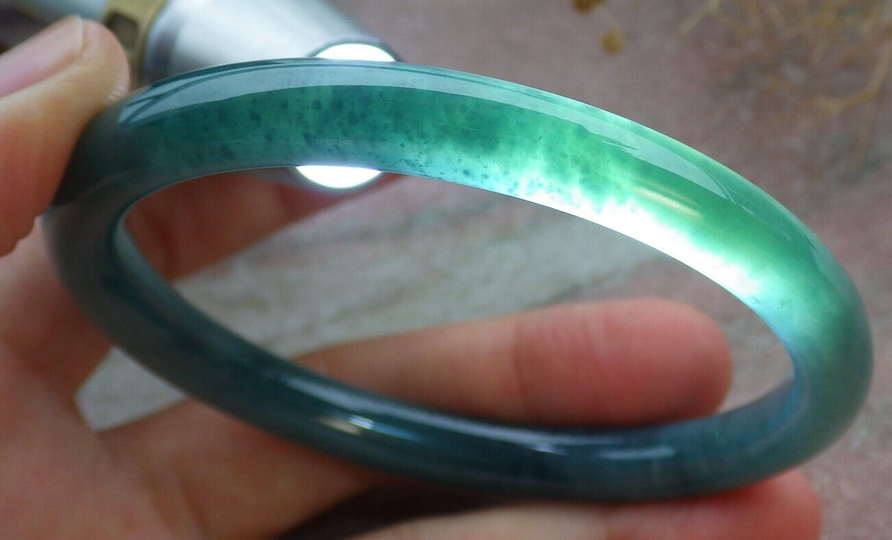 Certified Icy Green Burma 100% Natural A JADE Jadeite Circle Bangle Bracelet 59 mm 手镯 636446 TN