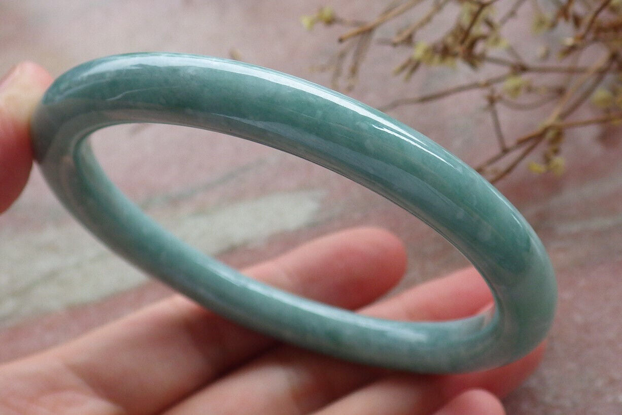 Certified Green Burma 100% Natural A JADE Jadeite Circle Bangle Bracelet 59 mm 手镯 633463 TN