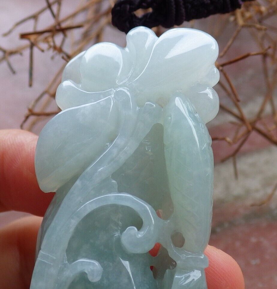Certified Green 100% Natural A Jade jadeite Pendant Fish Lotus Flower Ruyi Coin Necklace 年年有余 528853 TN
