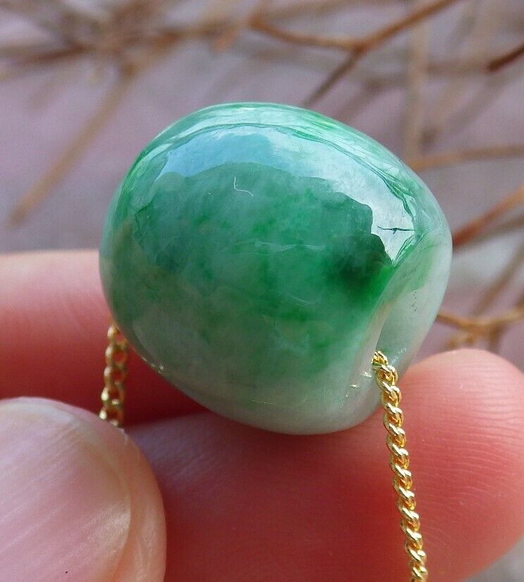 Certified Green 100% Natural A Jade Circle Bead Donut Necklace 路路通 529094 TN