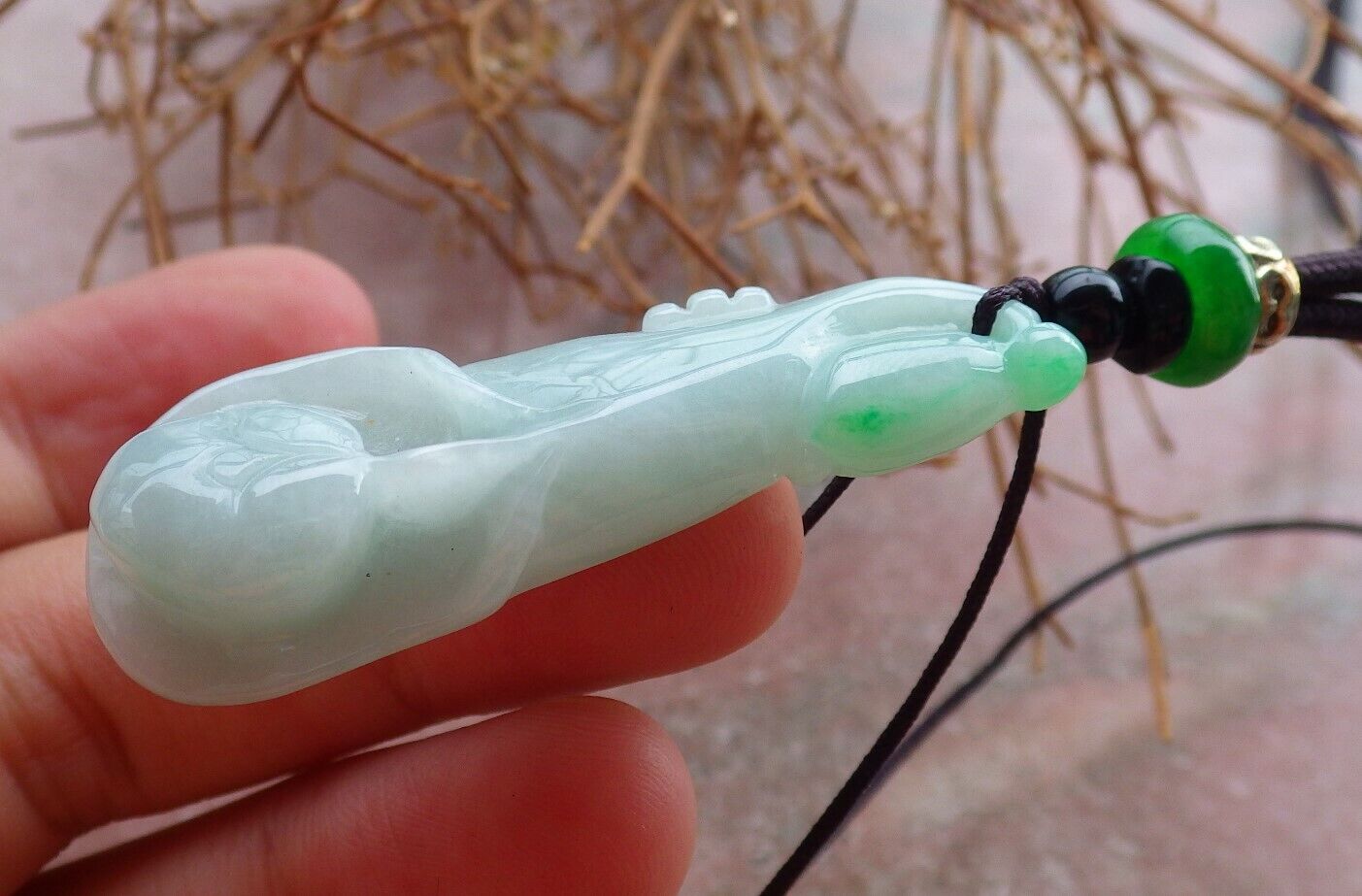 Certified Green 100% Natural A Jade jadeite pendant Flower Necklace 花开富贵 523529 TN