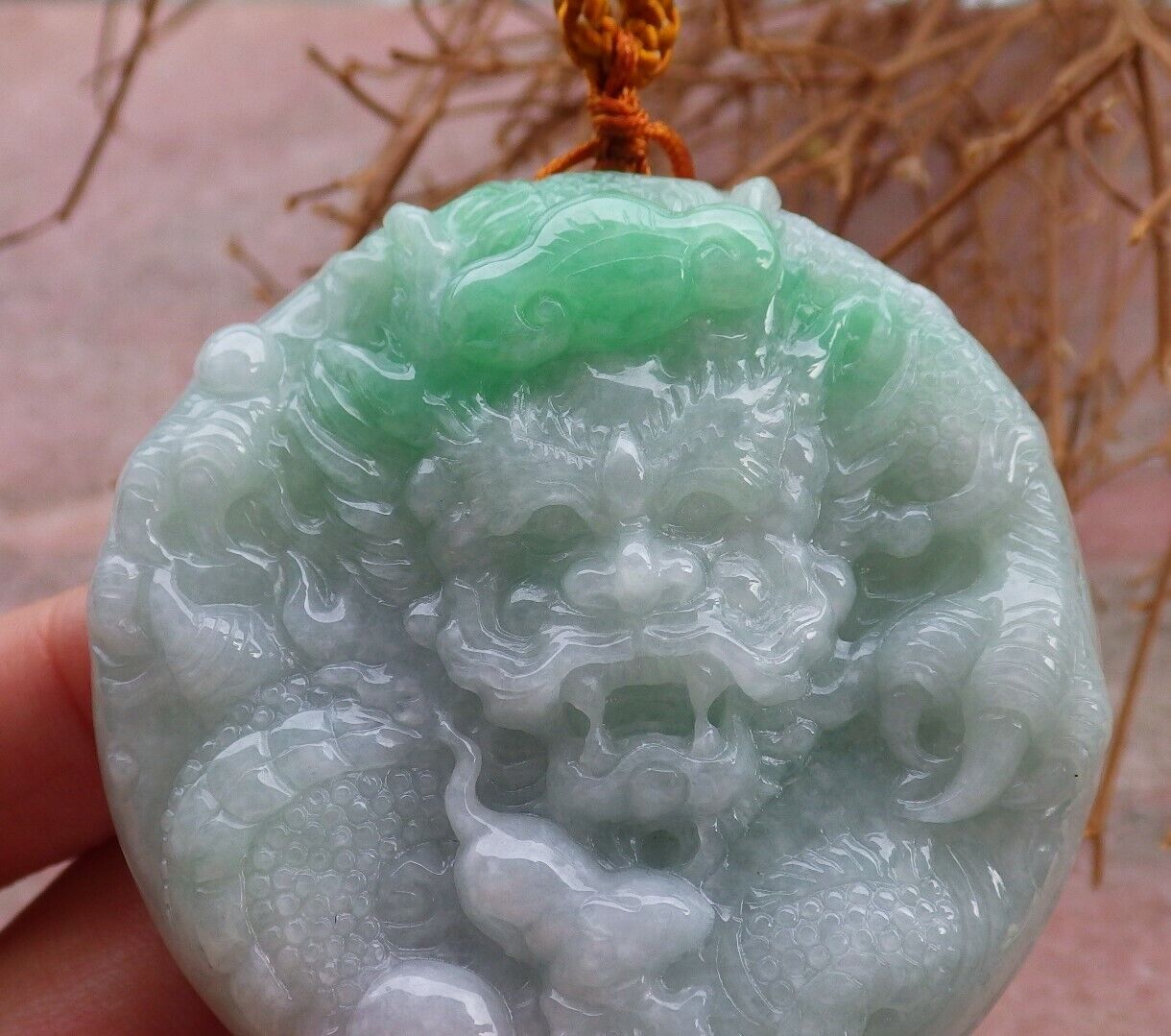Certified Green 100% Natural A Jade jadeite Pendant Dragon Mouse Rat Lotus Flower Ruyi Necklace 望子成龙 520818 TN