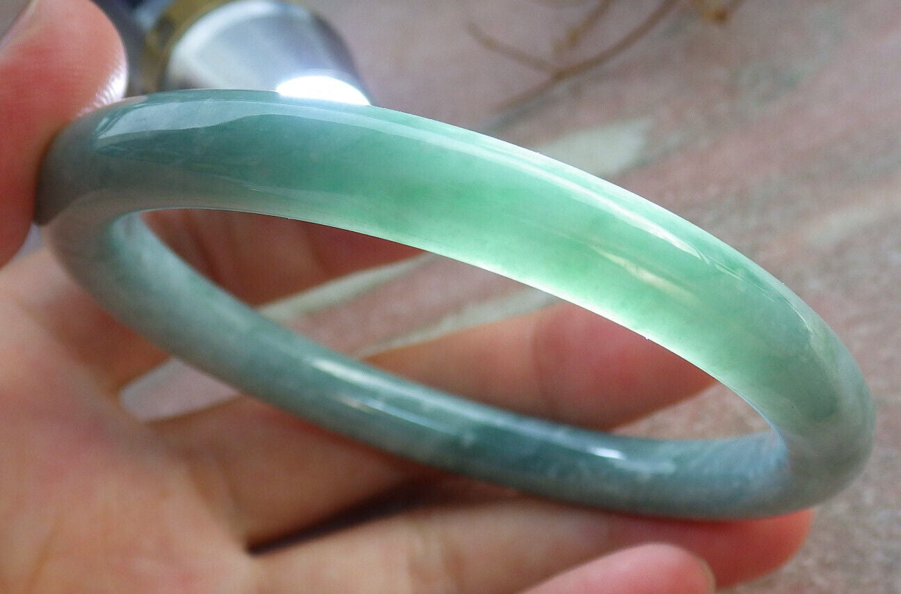 Certified Green Pale Lavender Burma 100% Natural A JADE Jadeite Circle Bangle Bracelet 60 mm 手镯 635469 TN
