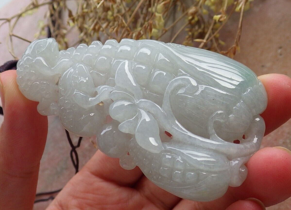 Certified Icy Green Burma 100% Natural A Jade jadeite Pendant Frog Toad Maize Lotus Flower Coin Necklace 招财蟾 575141 TN