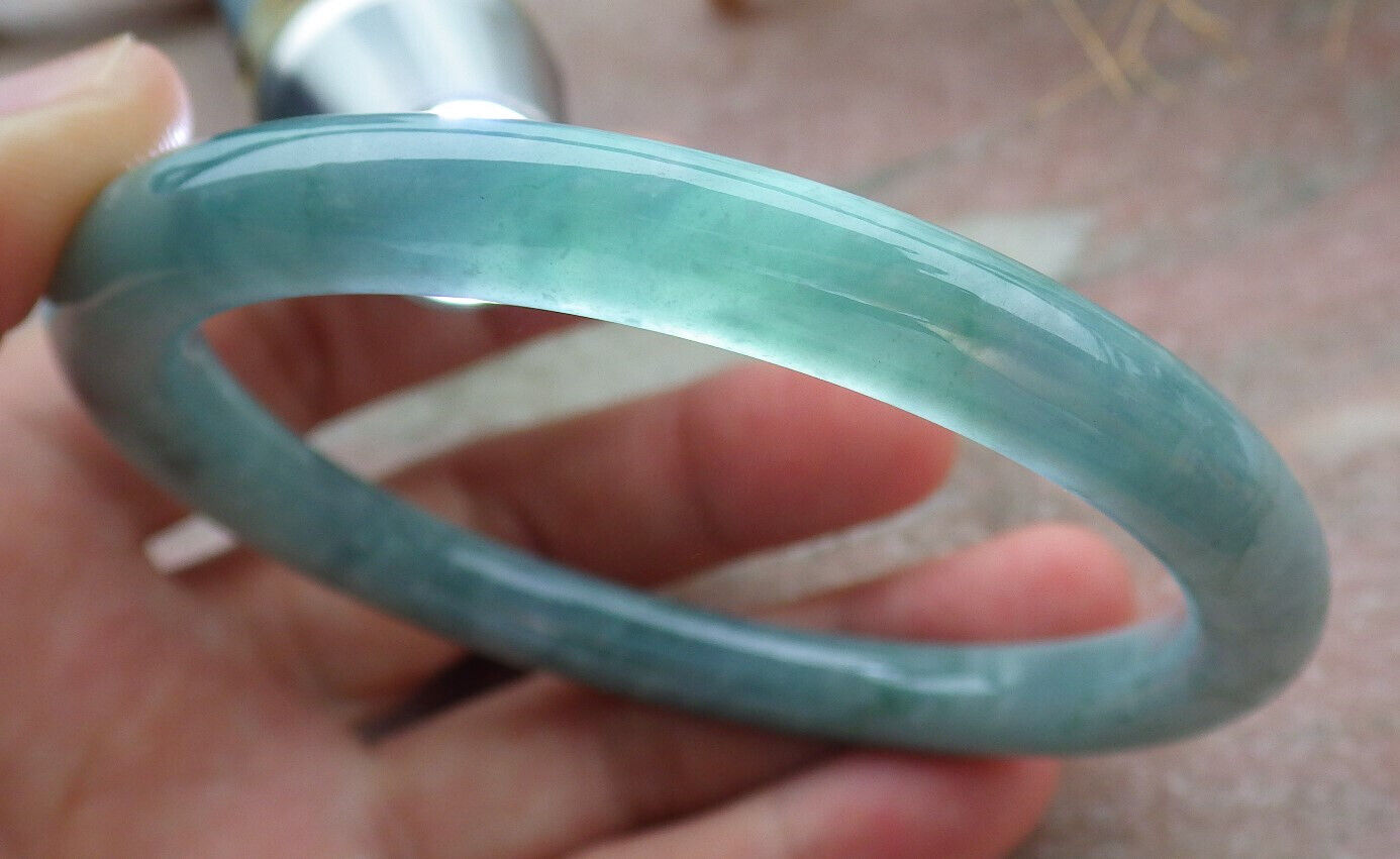 Certified Icy Green Burma 100% Natural A JADE Jadeite Circle Bangle Bracelet 60 mm 手镯 636693 TN