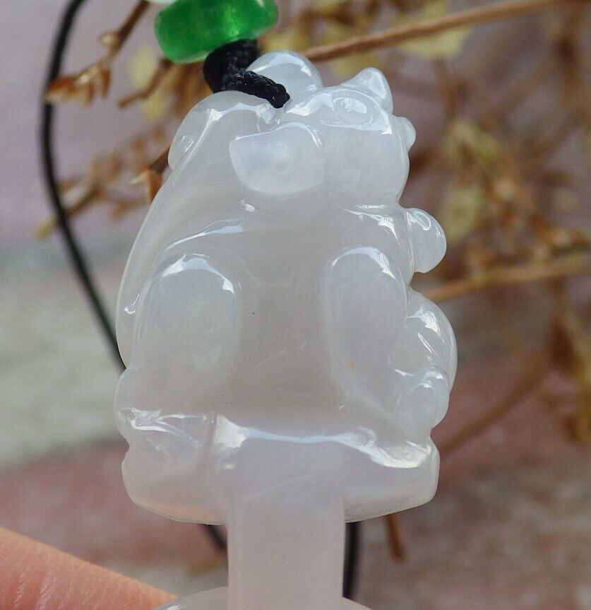 Certified Green Pale Lavender Burma 100% Natural A Jade jadeite Pendant Mouse Rat Gourd Necklace W Ring 发财鼠 633996 TN
