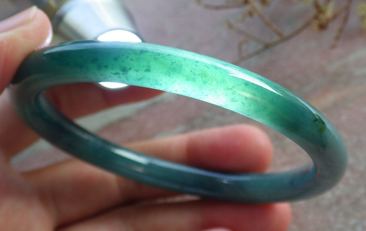 Certified Icy Blue Water Burma 100% Natural A JADE Jadeite Circle Bangle Bracelet 59 mm 手镯 633761 TN