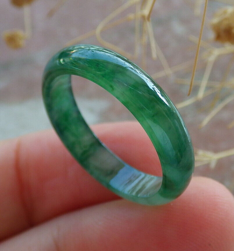 Certified Icy Green Burma 100% Natural A JADE Jadeite Circle RING USA. 7 戒指 635817 TN