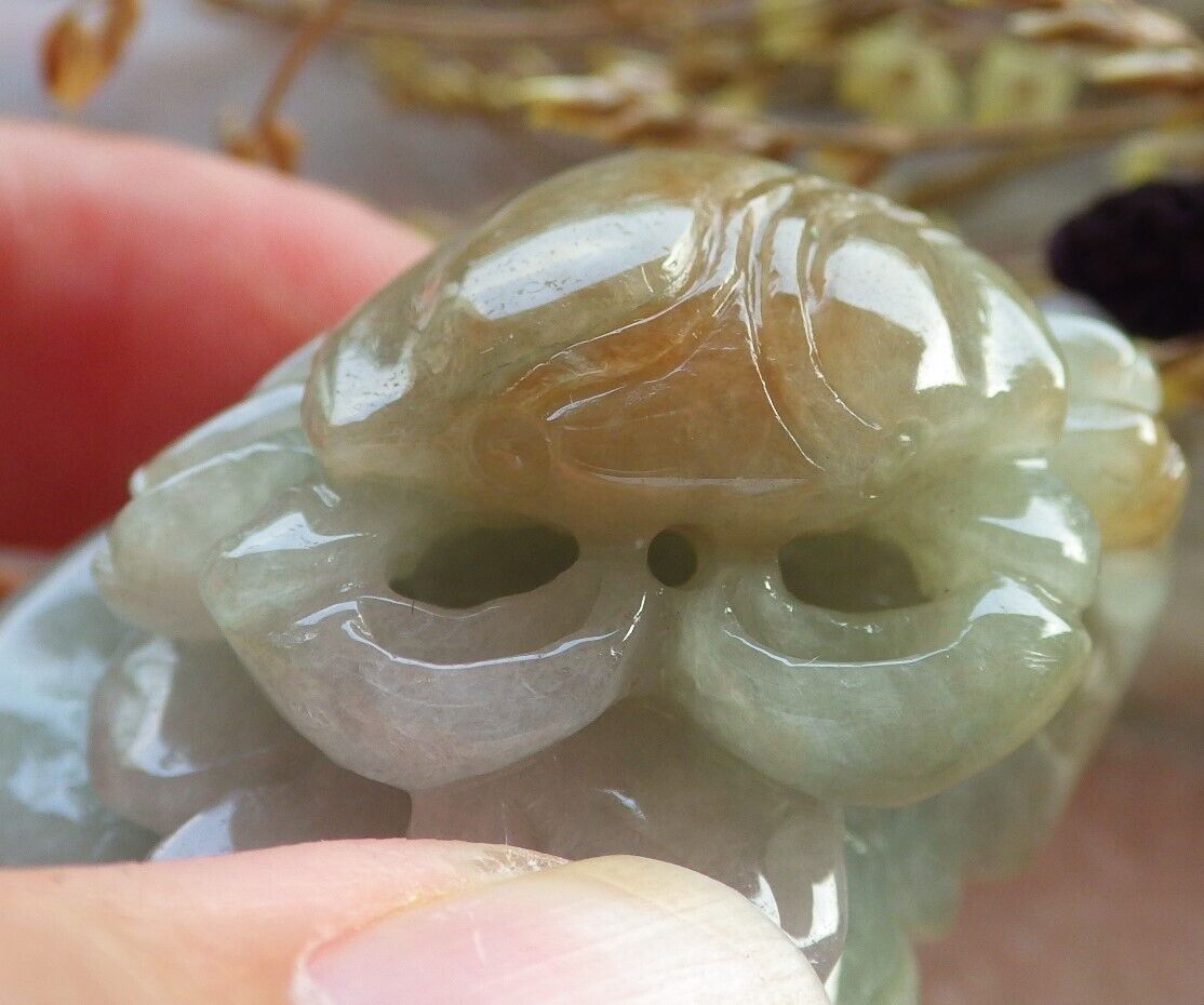 Certified Red Green Burma 100% Natural A Jade jadeite pendant Crab Ruyi Coin Necklace 八方来财 575409 TN