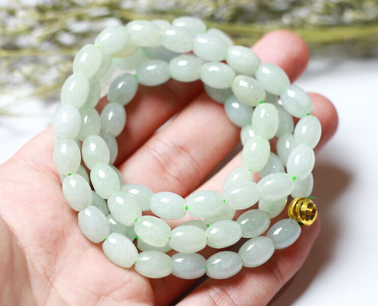 Certified Green 100% Natural A JADE Jadeite Bead beads Circle Necklace 26 inches 项链 509236 TN
