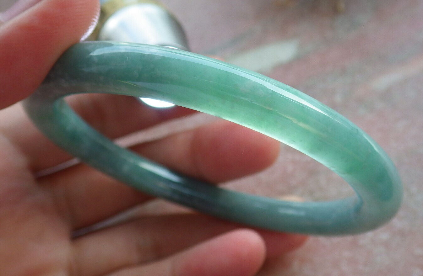 Certified Icy Green Burma 100% Natural A JADE Jadeite Circle Bangle Bracelet 60 mm 手镯 633276 TN