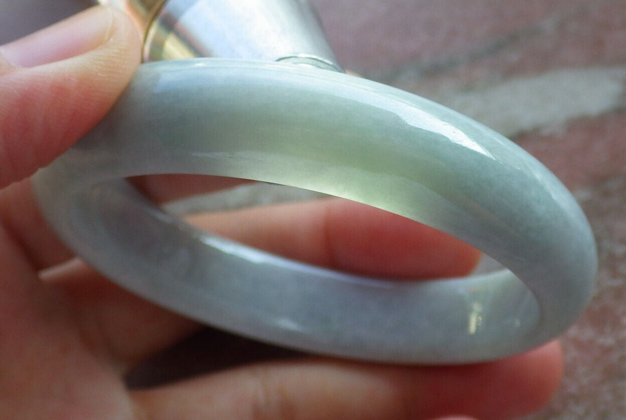 Certified Green Pale Lavender Burma 100% Natural A JADE Jadeite Bangle Bracelet 56 mm 手镯 635932 TN