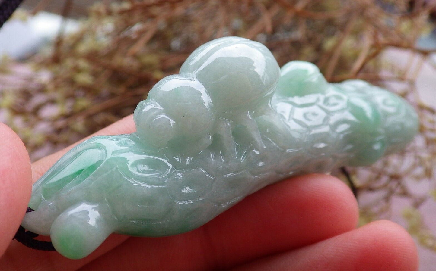 Certified Green 100% Natural A Jade jadeite Pendant Beetle Tree Necklace 富甲天下 524950 TN