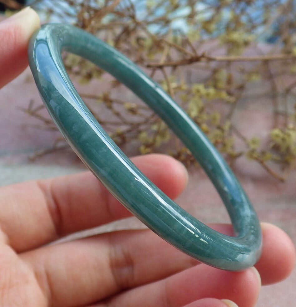 Certified Green Burma 100% Natural A JADE Jadeite Circle Bangle Bracelet 55 mm 手镯 632928 TN