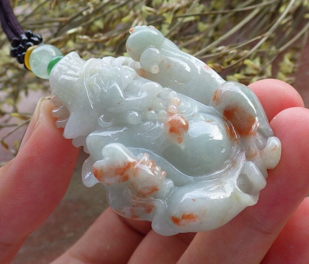 Certified Red Green Burma 100% Natural A Jade jadeite pendant Happy Ji Kung Buddha God Fan Gourd Necklace 济公 573964 TN