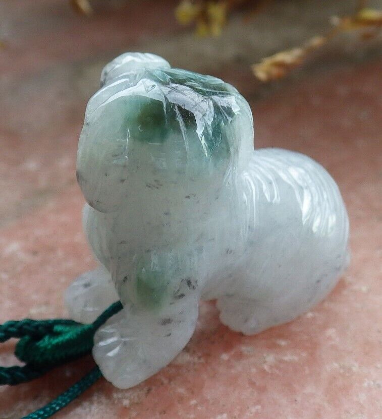 Certified Black 100% Natural A Jade jadeite Pendant Zodiac Dog Necklace 发财狗 524221 TN