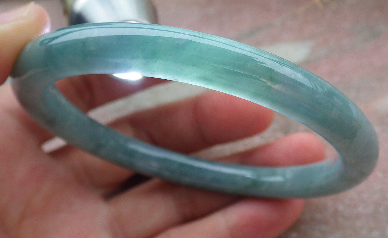 Certified Icy Green Burma 100% Natural A JADE Jadeite Circle Bangle Bracelet 60 mm 手镯 636693 TN