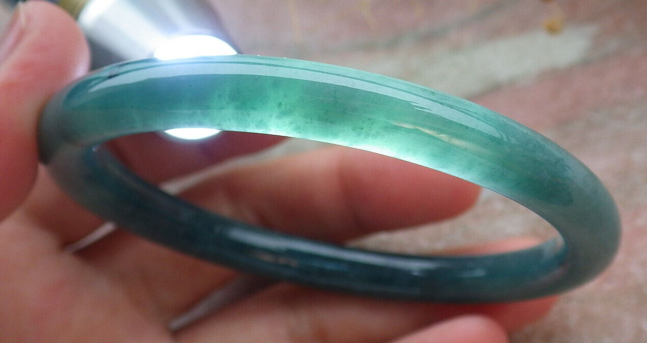 Certified Icy Green Burma 100% Natural A JADE Jadeite Circle Bangle Bracelet 57 mm 手镯 636665 TN