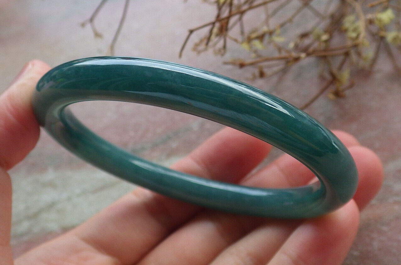 Certified Icy Green Burma 100% Natural A JADE Jadeite Circle Bangle Bracelet 57 mm 手镯 634350 TN