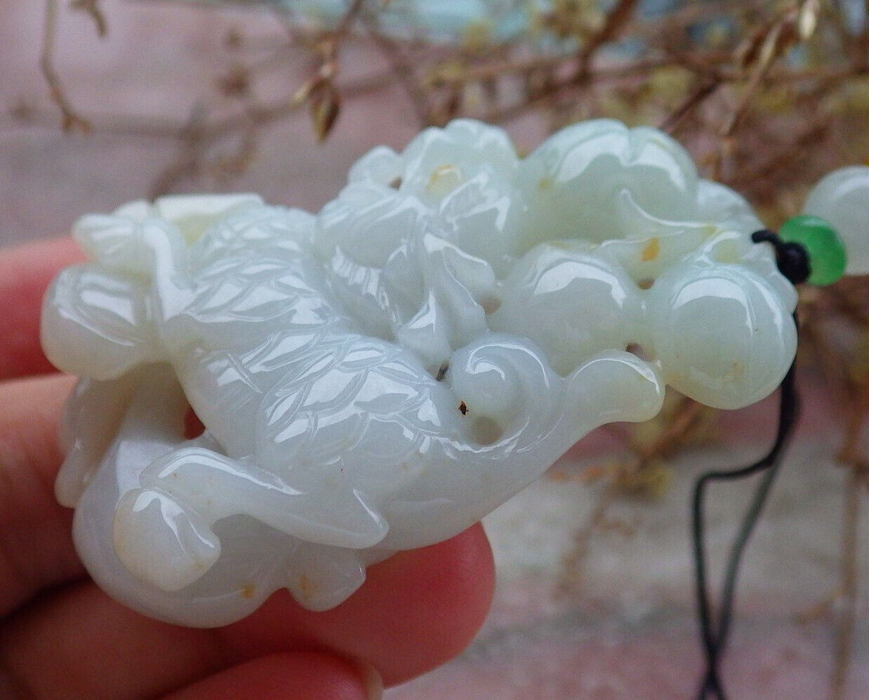 Certified Yellow Pale Green Burma 100% Natural A Jade jadeite Pendant Dragon Kai Lun Lotus Flower Yuan Bao Peach Necklace 生意兴隆 633208 TN
