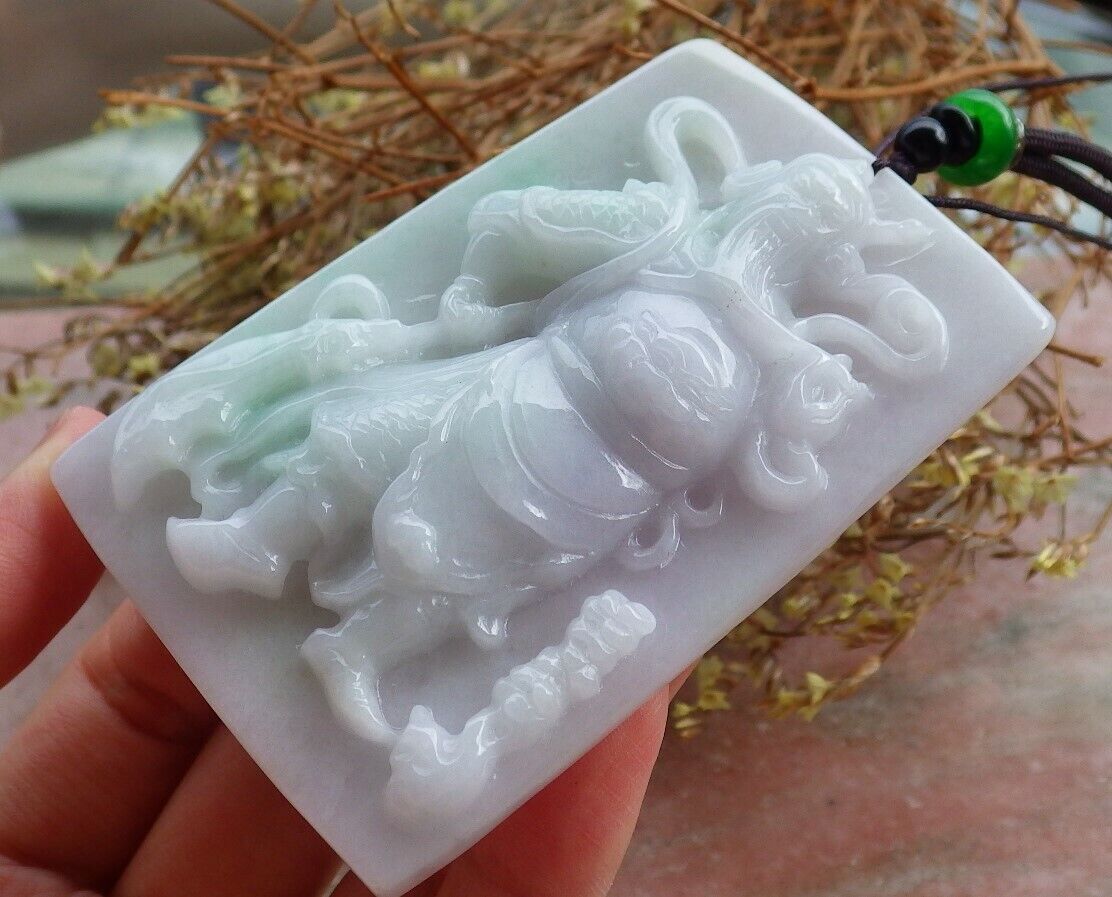 Certified Green Pale Lavender Burma Jade jadeite pendant Necklace 524616 TN