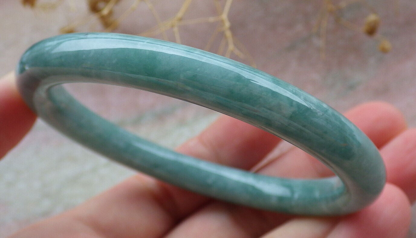 Certified Green Burma 100% Natural A JADE Jadeite Circle Bangle Bracelet 56 mm 手镯 636798 TN