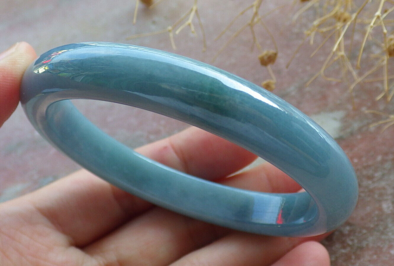 Certified Green Pale Lavender Burma 100% Natural A JADE Jadeite Bangle Bracelet 57 mm 手镯 635952 TN