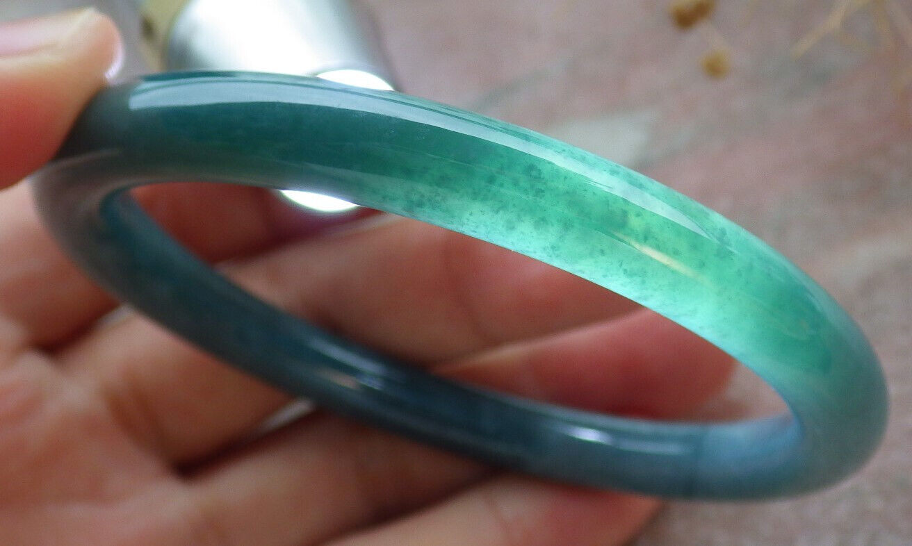Certified Icy Green Burma 100% Natural A JADE Jadeite Circle Bangle Bracelet 57 mm 手镯 636473 TN