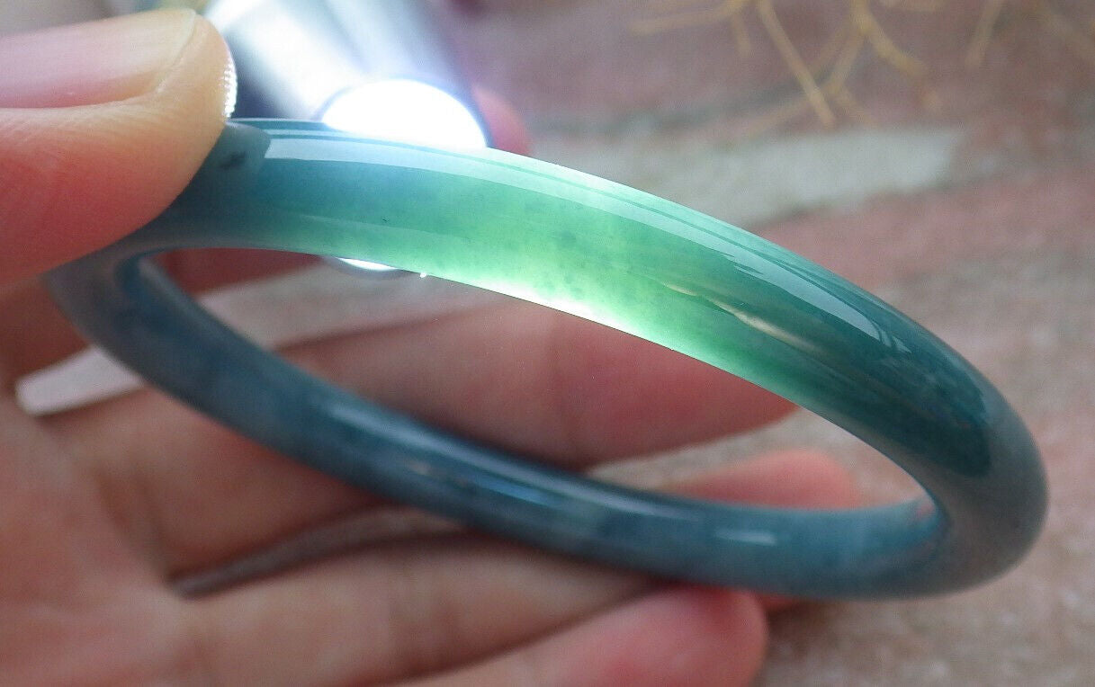 Certified Green Burma 100% Natural A JADE Jadeite Circle Bangle Bracelet 57 mm 手镯 636641 TN