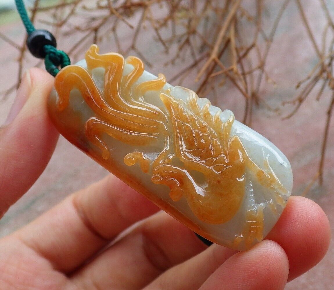 Certified Red Green 100% Natural A Jade jadeite Pendant Phoenix Necklace 凤凰 526289 TN
